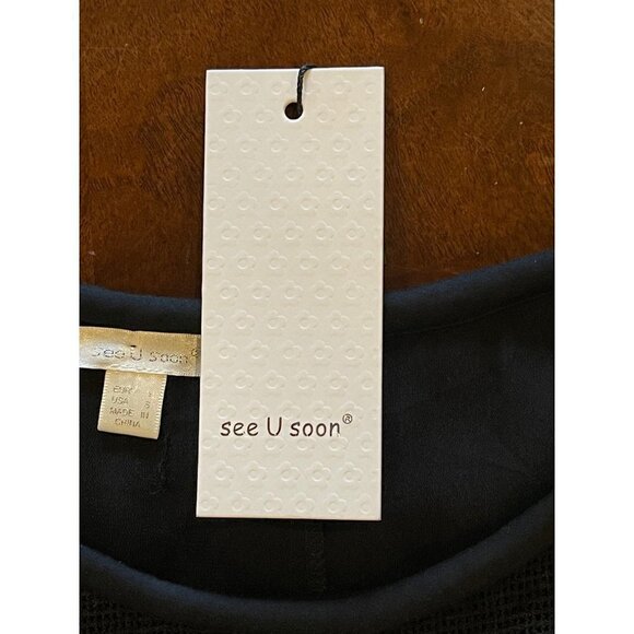 See U Soon Black Aztec Embroidered Belt Cap Sleeve Fit And Flare‎ Dress Size S - Picture 10 of 11